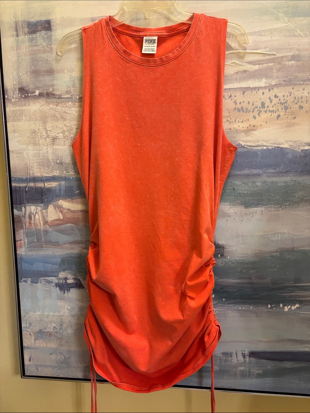 PINK Victoria's Secret Coral-Orange Ruched-Side Dress